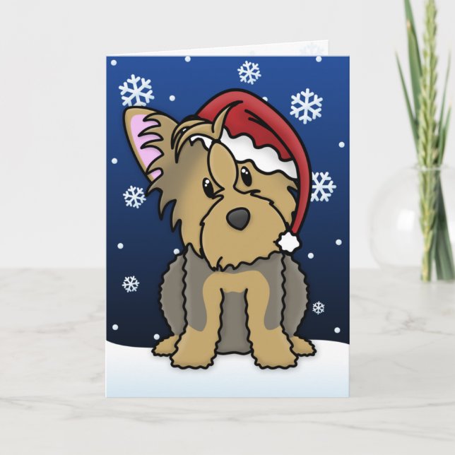 Kawaii Yorkshire Terrier-julkort Helgkort (Framsida)