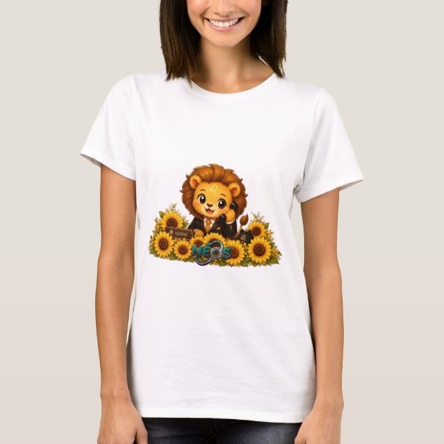 Kawaii Zodiac Neos Lejon T Shirt (Framsida)
