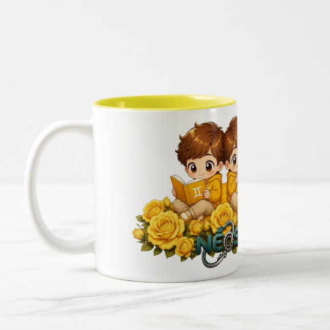 Kawaii Zodiac Neos Tvillingarna Två-Tonad Mugg (Vänster)
