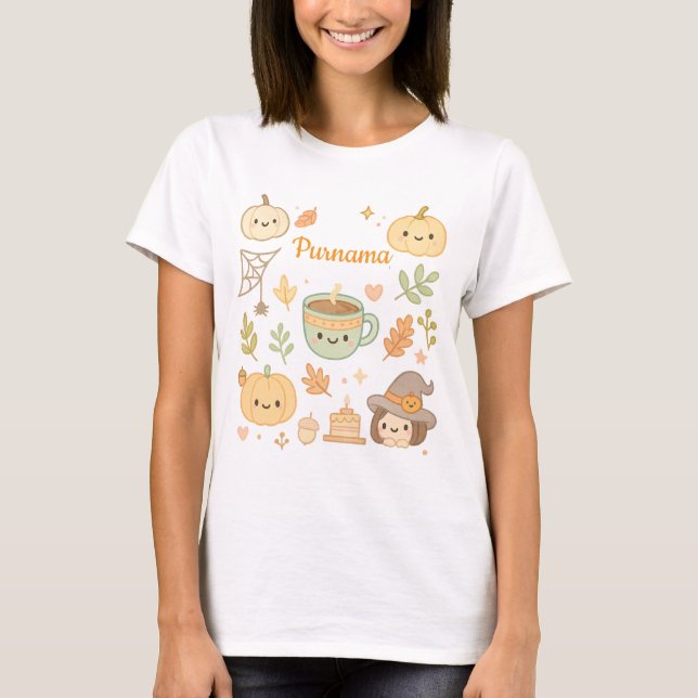 Kawaii Zoo Animal T-Shirt - Anpassat namn Cute Saf (Framsida)