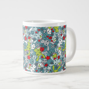 kawaiiblått mönster jumbo mugg