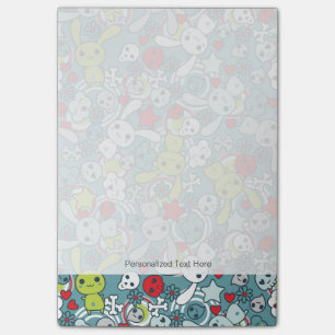 kawaiiblått mönster post-it block