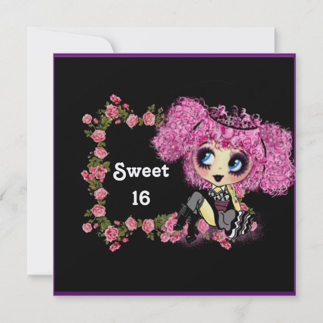 Kawaiiflicka 16 PinkyP Inbjudningar (Framsida)