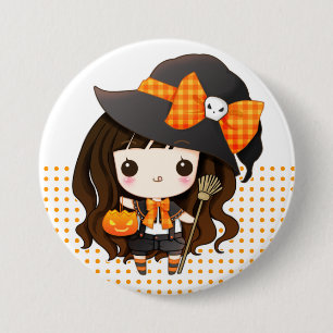 Kawaiii Halloween-häxa Knapp