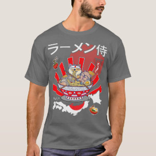 kawaiikatter äter nudlar och japanska letteri t shirt