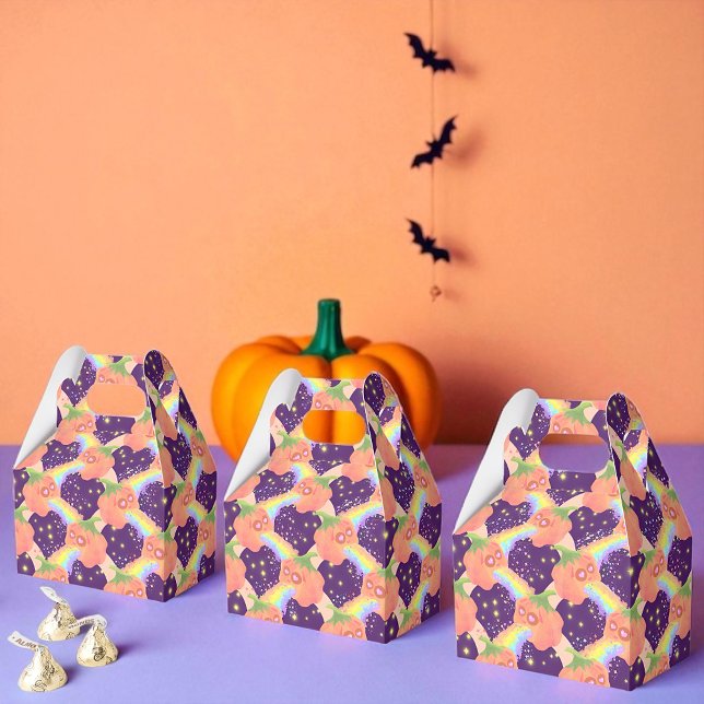Kawaiipumpor, Rainbow Galaxy, Cute Presentaskar (Kawaii pumpkin favor boxes cute, colorful, perfect for kids’ parties and Halloween celebrations)