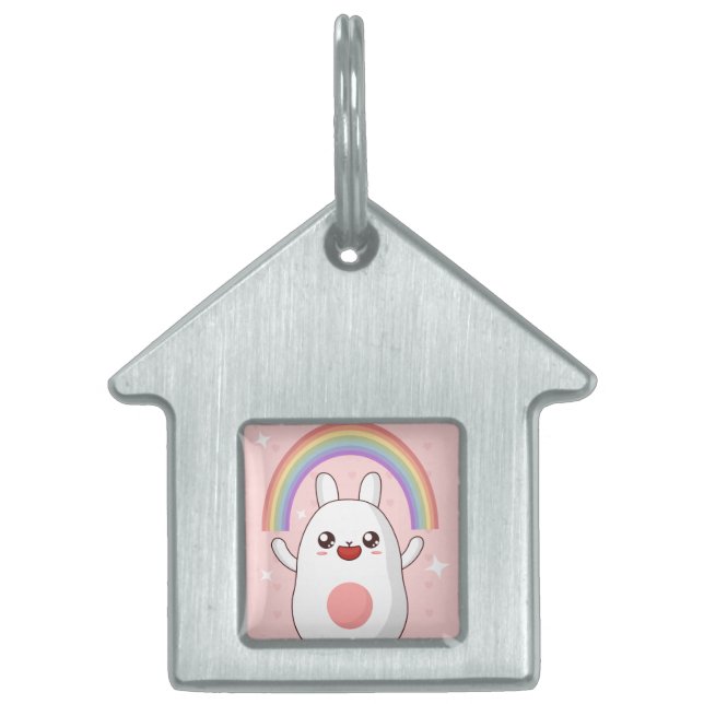 Kawaiiregnbågsklipp ID-bricka Husdjur (Framsidan)