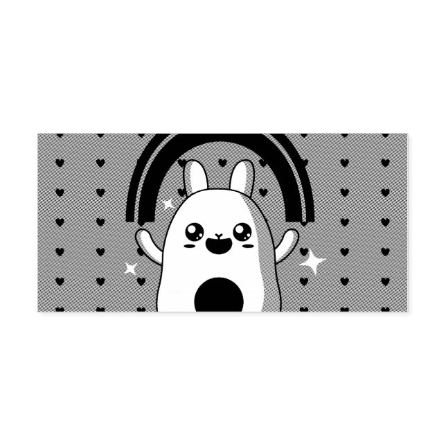 Kawaiiregnbågsklipp Självfärgande Stämpel (Design)