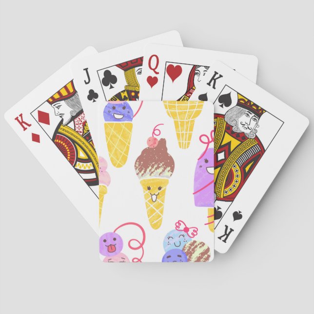 Kawaiis glass, söt, sömlös mönster. casinokort (Baksidan)