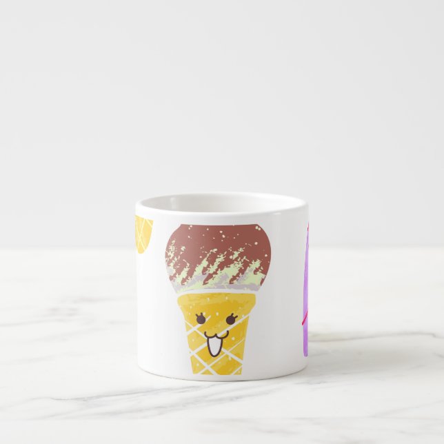 Kawaiis glass, söt, sömlös mönster. espressomugg (Framsidan)