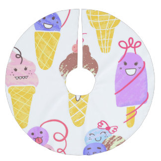 Kawaiis glass, söt, sömlös mönster. julgransmatta borstad polyester
