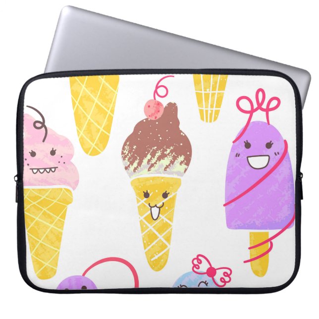 Kawaiis glass, söt, sömlös mönster. laptop fodral (Framsidan)