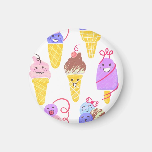 Kawaiis glass, söt, sömlös mönster. magnet (Framsidan)