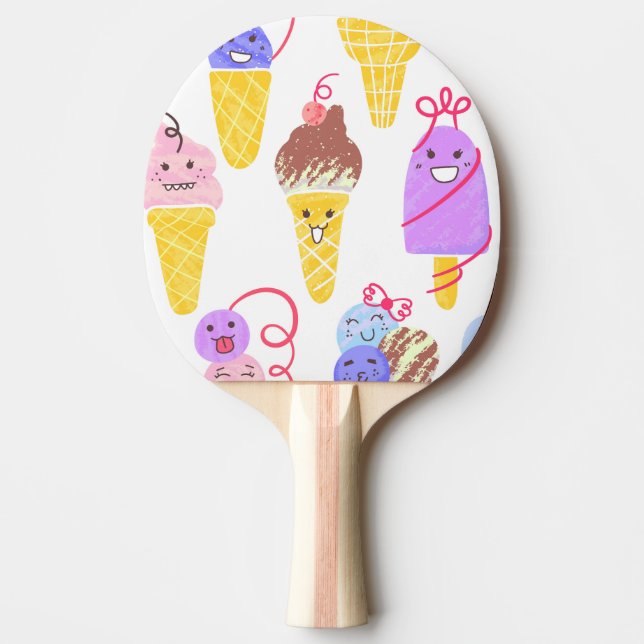 Kawaiis glass, söt, sömlös mönster. pingisracket (Framsidan)