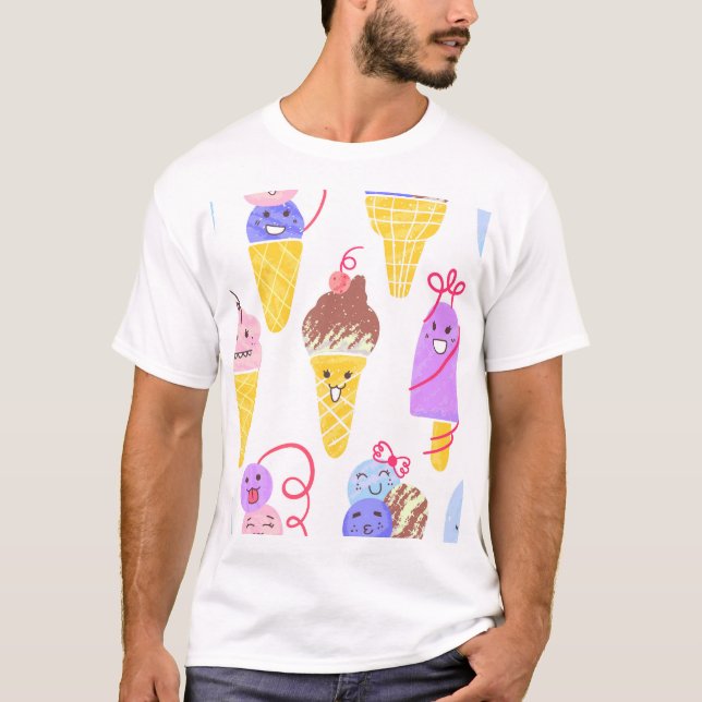 Kawaiis glass, söt, sömlös mönster. t shirt (Framsida)