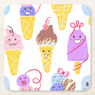 Kawaiis glass, söt, sömlös mönster. underlägg papper kvadrat