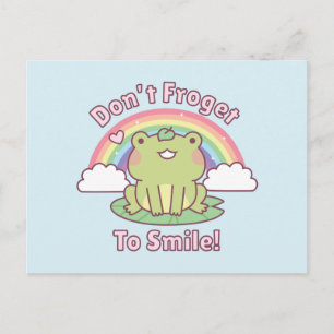 Kawaii't Froget To Smile Frog Good Vibes Vykort