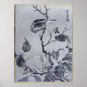 Kawanabe Kyōsai fågel och groda Poster