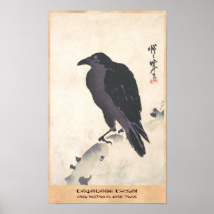 Kawanabe Kyōsai kråka som vilar på Wood stamkon Poster