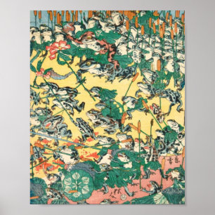Kawanabe Kyosais fasansfulla kamp mot grodor Poster