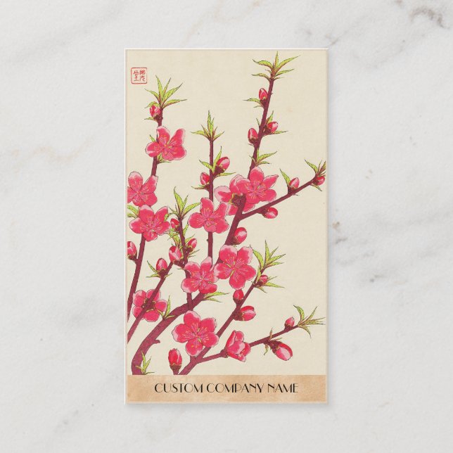 Kawarazaki Shodo Japans blomkalender Körsbär Visitkort (Baksida)
