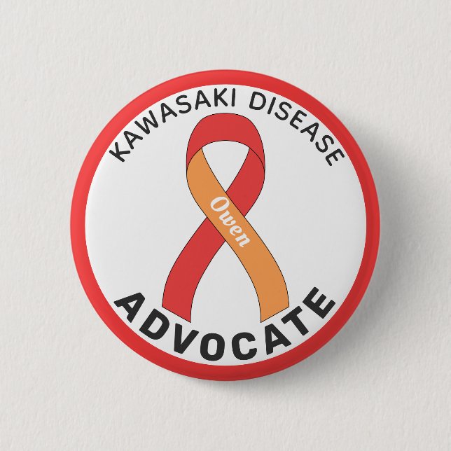 Kawasaki Disease Advocate Ribbon White Button Knapp (Framsida)