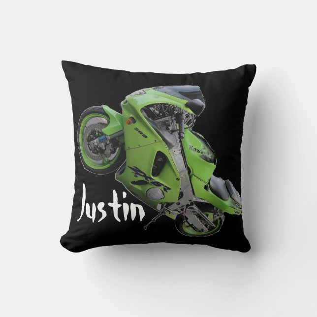 Kawasaki Grön "Crotch Rocket" Kudde (Framsida)