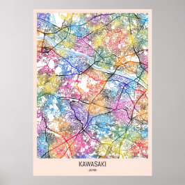 Kawasaki Japan City Karta Poster