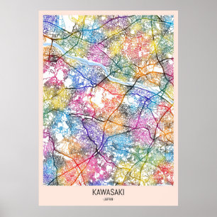 Kawasaki Japan City Karta Poster