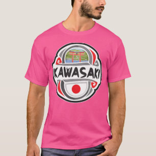 Kawasaki Japan Flagga Badge Travel Souvenir Frimär T Shirt
