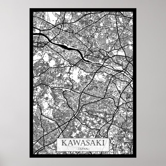 Kawasaki Japan Stadskarta Poster (Framsidan)