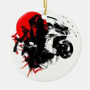 kawasaki ninja julgransprydnad keramik