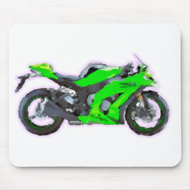 Kawasaki Ninja ZX 10R räcker målad konst borstar Musmatta (Framsidan)