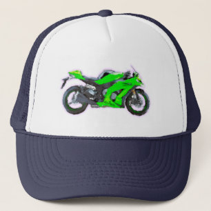 Kawasaki Ninja ZX 10R räcker målad konst borstar Truckerkeps