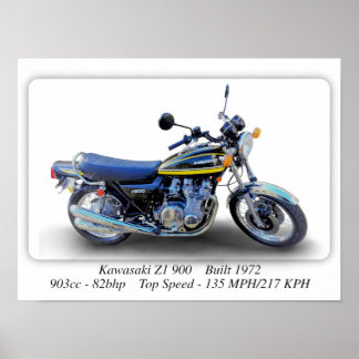 Kawasaki Z1 900 Motorcykel - Poster för Storlek ut