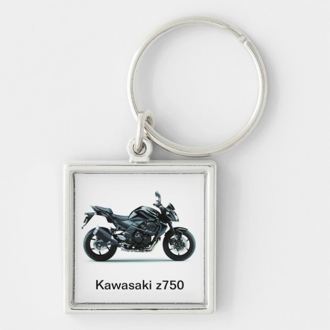 kawasaki z750 motorcyklar fyrkantig silverfärgad nyckelring (Framsidan)