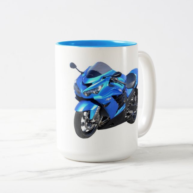 Kawasaki ZX-14R Ninja (blå) Två-Tonad Mugg (Framsida höger)