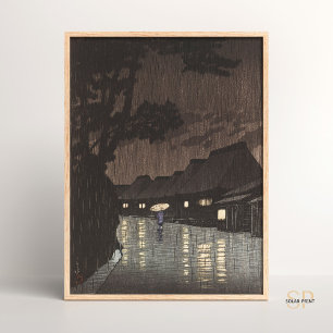 Kawase Hasui Rain i Maekawa Japansk Art Poster