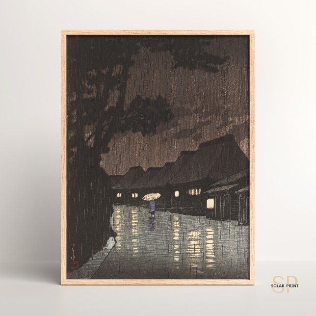 Kawase Hasui Rain i Maekawa Japansk Art Poster (Skapare uppladdad)