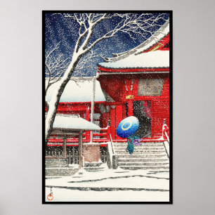 Kawase Hasui Snö vid Ueno Kiyomizudo hanga art Poster