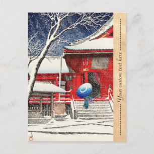Kawase Hasui Snö vid Ueno Kiyomizudo hanga art Vykort