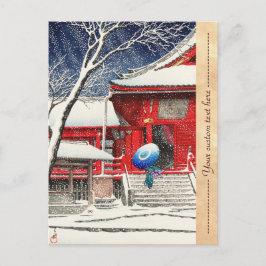 Kawase Hasui Snö vid Ueno Kiyomizudo hanga art Vykort