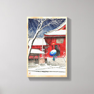 Kawase Hasui Snö vid Ueno Kiyomizudo hanga konst Canvastryck