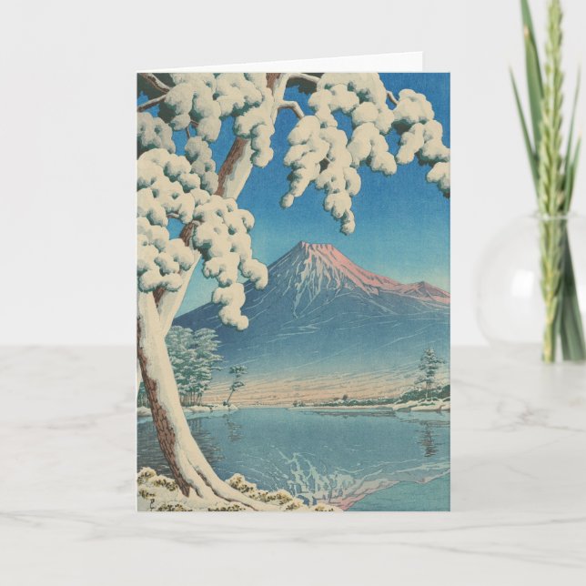 Kawase Hasui Winter Sjö Kort (Framsida)