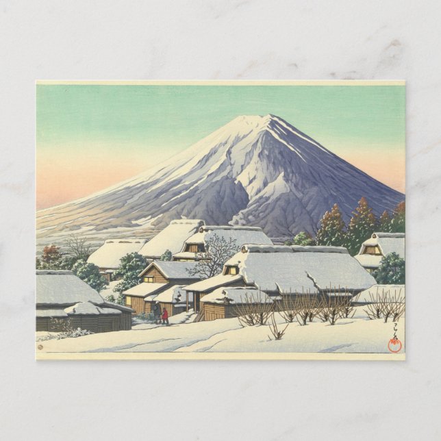 Kawase Hasui Winter Village Vykort (Framsida)