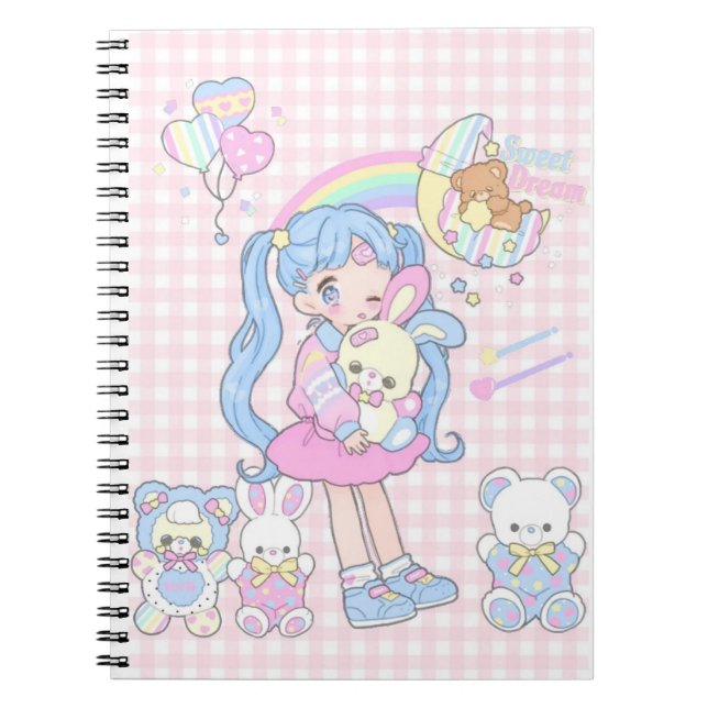 Kawii Sweet-drömmar (Spirail Notebook Pastel färg) Anteckningsbok (Framsidan)