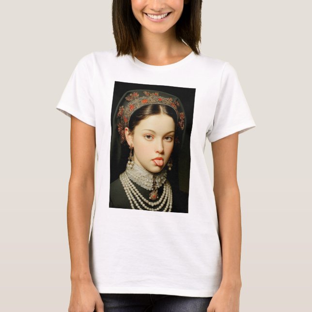 Kax renässansadelkvinna som sticker ut tungan A T Shirt (Framsida)