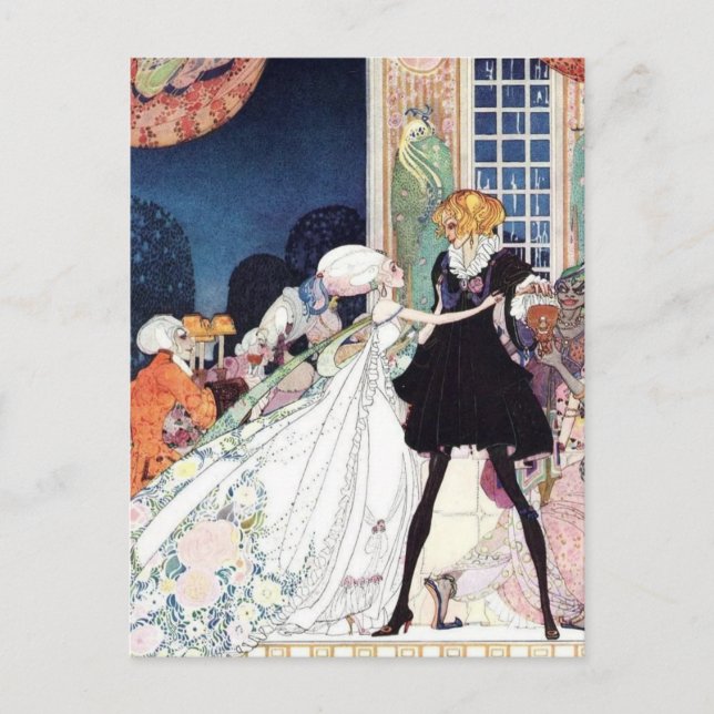 Kay Nielsen - I puder och krinolin  Vykort (Framsida)