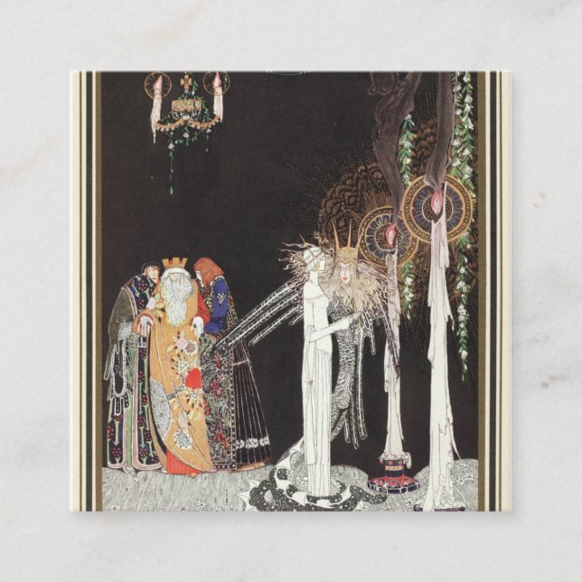 Kay Nielsen Öster i Sol och Väster i Måne Fyrkantigt Visitkort (Framsida)