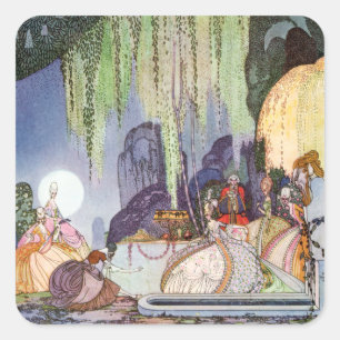 Kay Nielsens Cinderella vid Boll Fyrkantigt Klistermärke